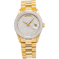 Rolex Day-Date 18038 Auto 18k YG Aftermarket Diamond Dial&Bezel Men's Watch 36mm