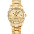 Rolex Day-Date President 118348 Factory Diamond 18k YG Champagne Dial Auto 36mm