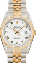 Rolex Datejust 16203 YG Two Tone Jubilee White Dial Automatic Unisex Watch 36mm