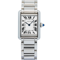 Cartier Tank 4322 WSTA0107 Quartz Stainless Steel Silver Dial Women's Watch 22mm