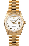 Rolex Day-Date 18038 President 18k Yellow Gold White Dial Auto Unisex Watch 36mm