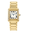 Cartier Tank Francaise 2385 W50002N2 Quartz 18K YG Diamond Bezel Ladies 20x25mm