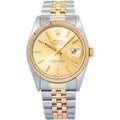 Rolex Datejust 16233 18k YG Two Tone Champagne Dial Automatic Unisex Watch 36mm