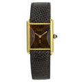 Cartier Tank Vermeil Wood Dial Womens Manual Winding 925 Gold Plated Watch 23mm