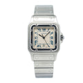 Cartier Santos Galbee 987901 Date Cream Blue Roman Dial Steel Quartz Watch 29mm