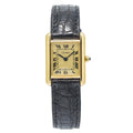 Cartier Tank Vermeil Gold Plated Quartz Champagne Dial Ladies Watch 21x28mm