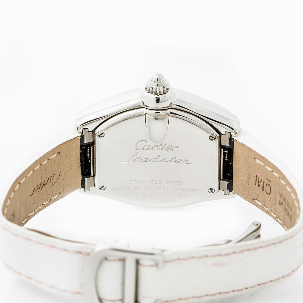 Cartier Roadster 2675 Pink Dial Leather Strap Quartz  Ladies Watch 30mm