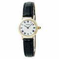 Tourneau Womens Quartz Watch White Dial 18K Yellow Gold Leather Band 23mm