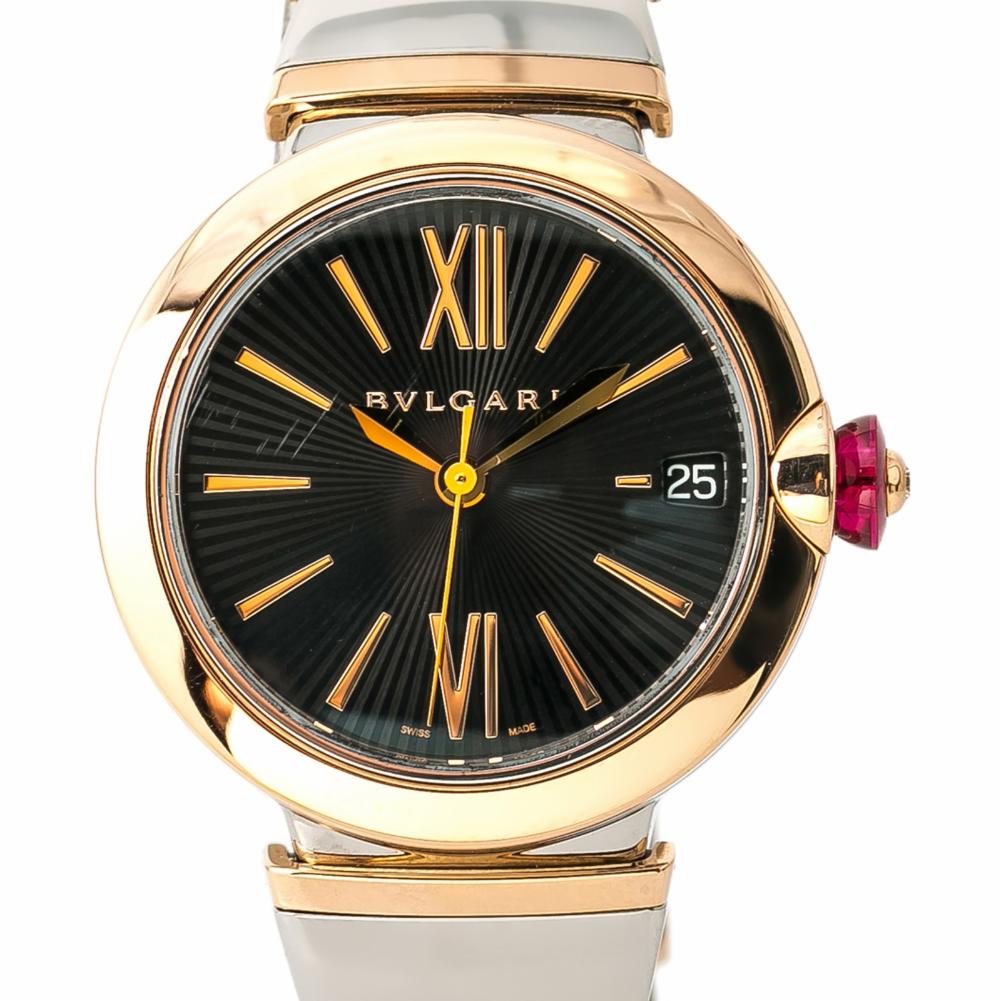 Bvlgari Lvcea LUP 33 SG  18k Rose Gold Two Tone Automatic Ladies Watch 33mm