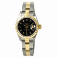 Rolex Datejust 69173 Automatic Womens Watch Black Dial 18k Two Tone SS 26mm