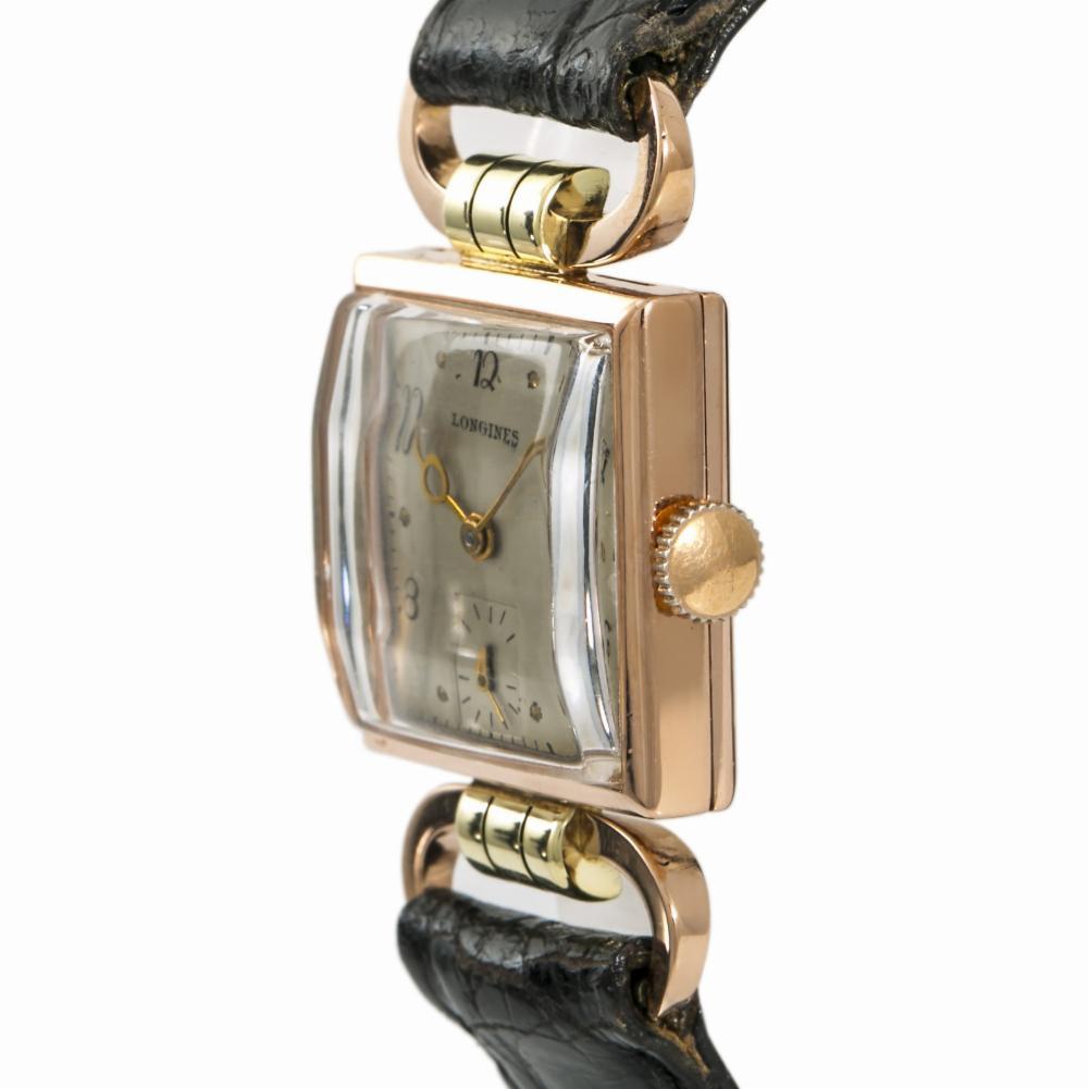 Longines Womens Hand Winding Vintage Watch Sliver Dial 14K Rose Gold 22mm