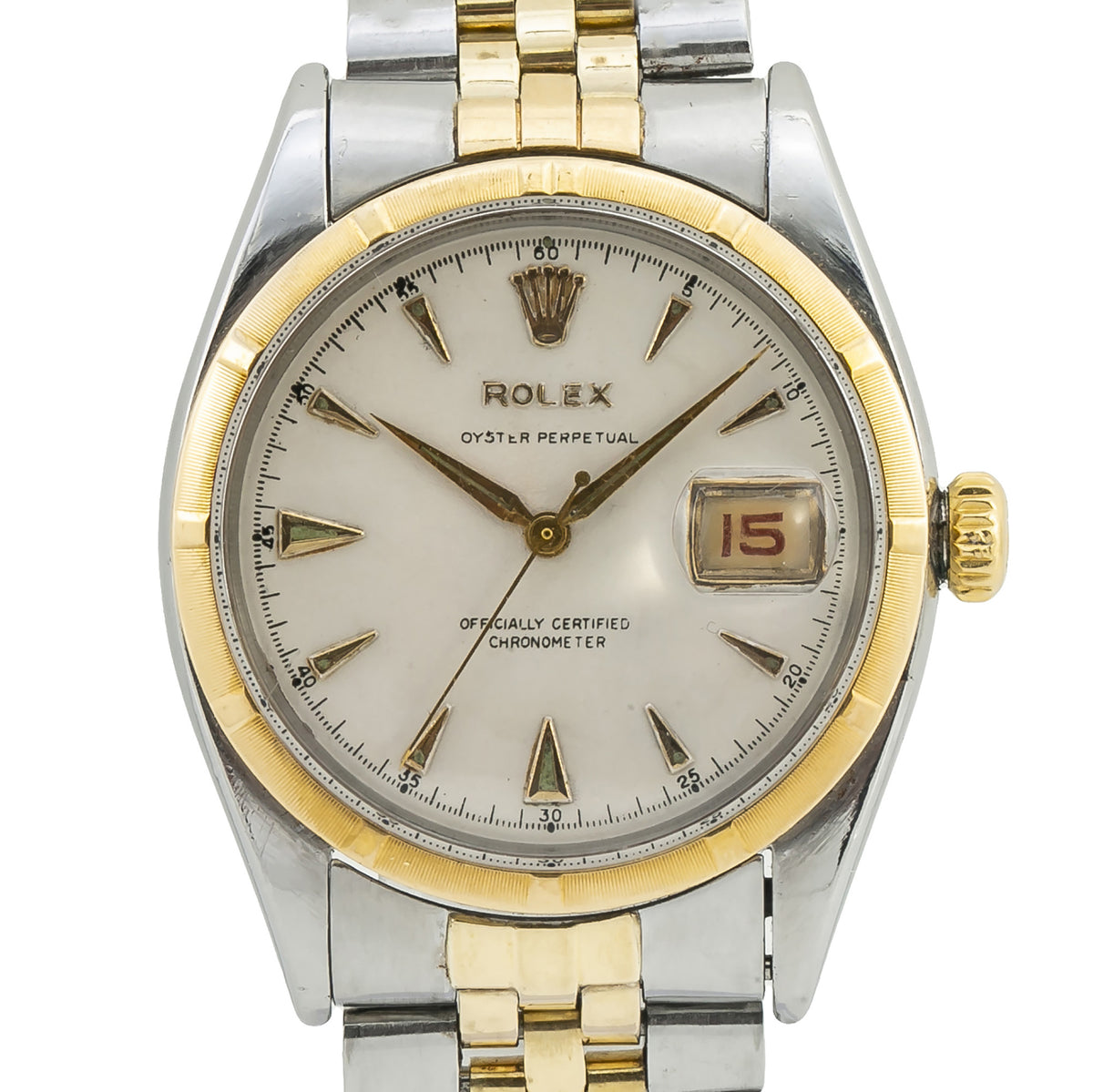 Rolex Datejust Bubbleback Vintage 6305 Men's Automatic Watch 18K Two-Tone 36mm