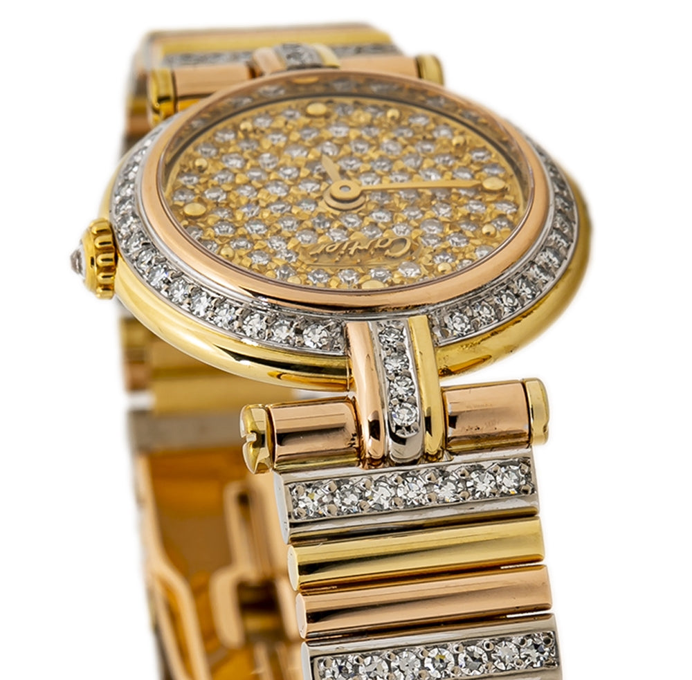 Cartier Vendome Factory Diamond Tricolor Quartz Lady Round Watch 21mm
