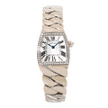 Cartier La Dona 2905 Factory Diamond Tonneau 18k White Gold Quartz Watch 22mm