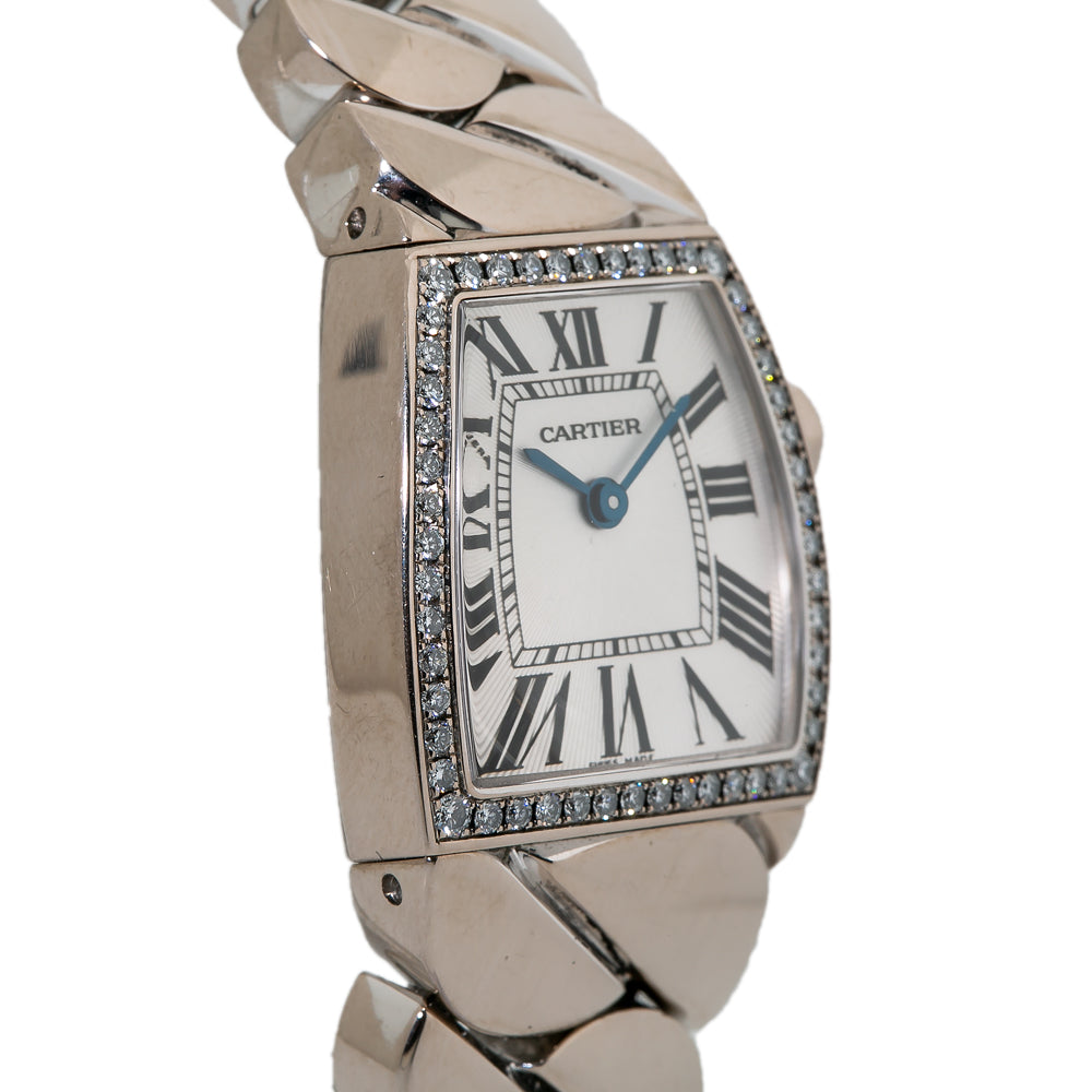 Cartier La Dona 2905 Factory Diamond Tonneau 18kt White Gold Quartz Watch 22mm