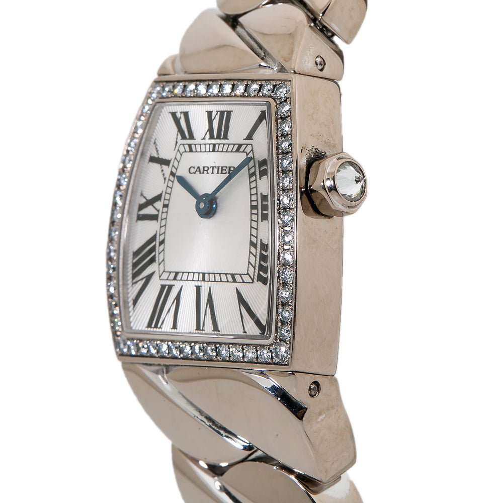 Cartier La Dona 2905 Factory Diamond Tonneau 18kt White Gold Quartz Watch 22mm