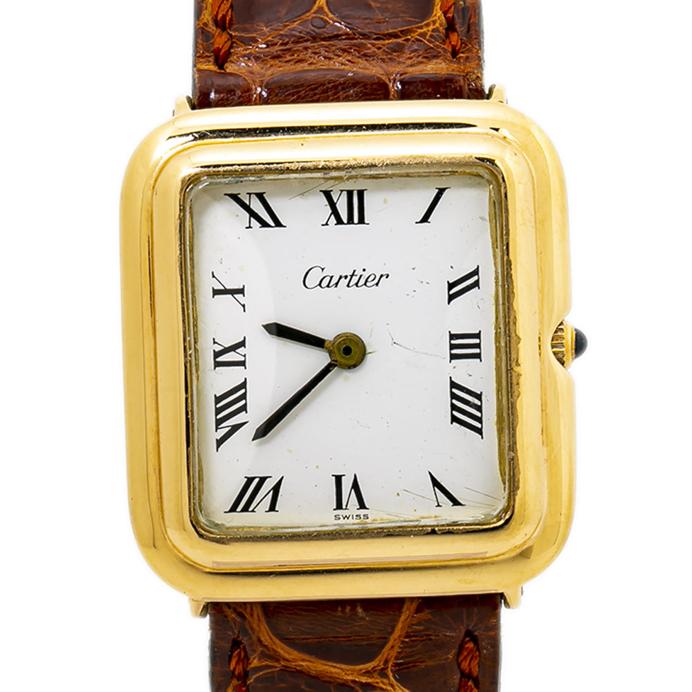 Cartier Tank Vintage Stepped Case 18K Yellow Gold Unisex Watch 26x28mm