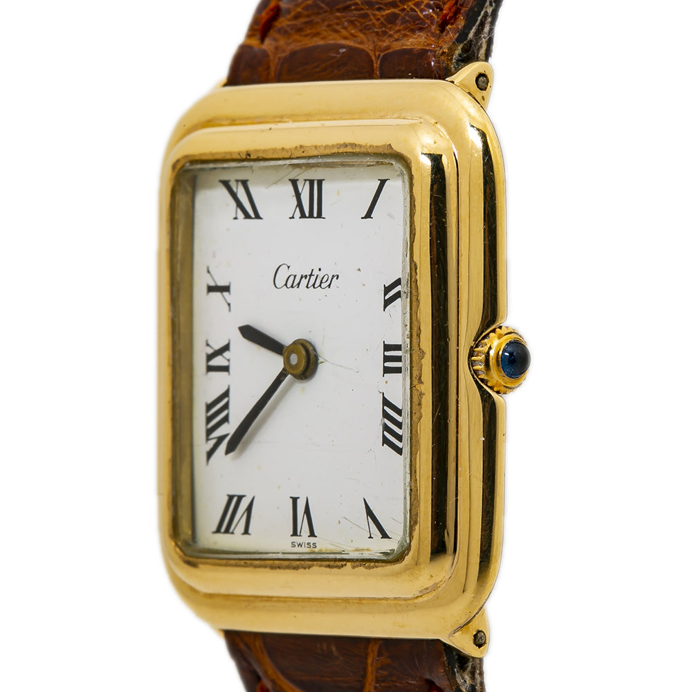 Cartier Tank Vintage Stepped Case 18K Yellow Gold Unisex Watch 26x28mm