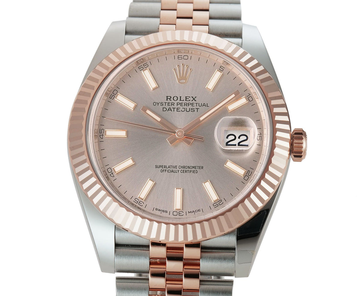 Rolex Datejust 126331 Rose Gold Jubilee Sundust Dial New Jan 2022 41mm Box &Card