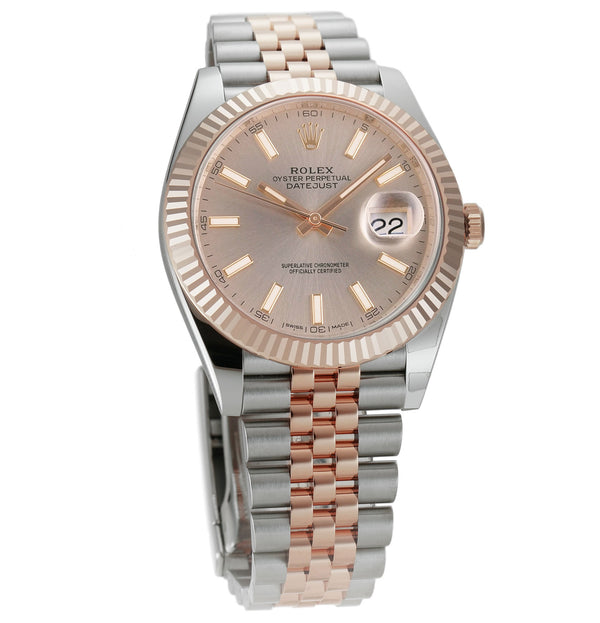Rolex Datejust 126331 New 2022 Complete 18k Rose Gold Jubilee Sundust Dial 41mm