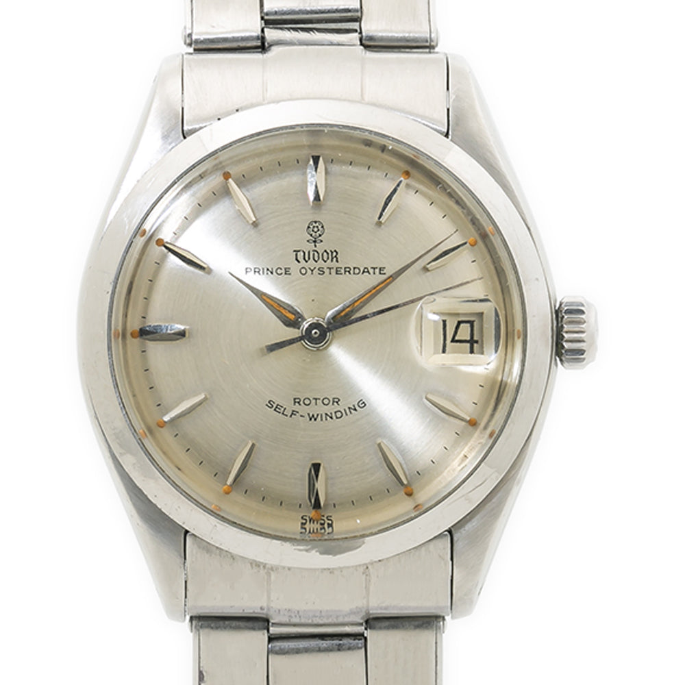 Tudor Prince Oyster Date 7966 Rivet Automatic Silver Dial Men's Watch 34mm