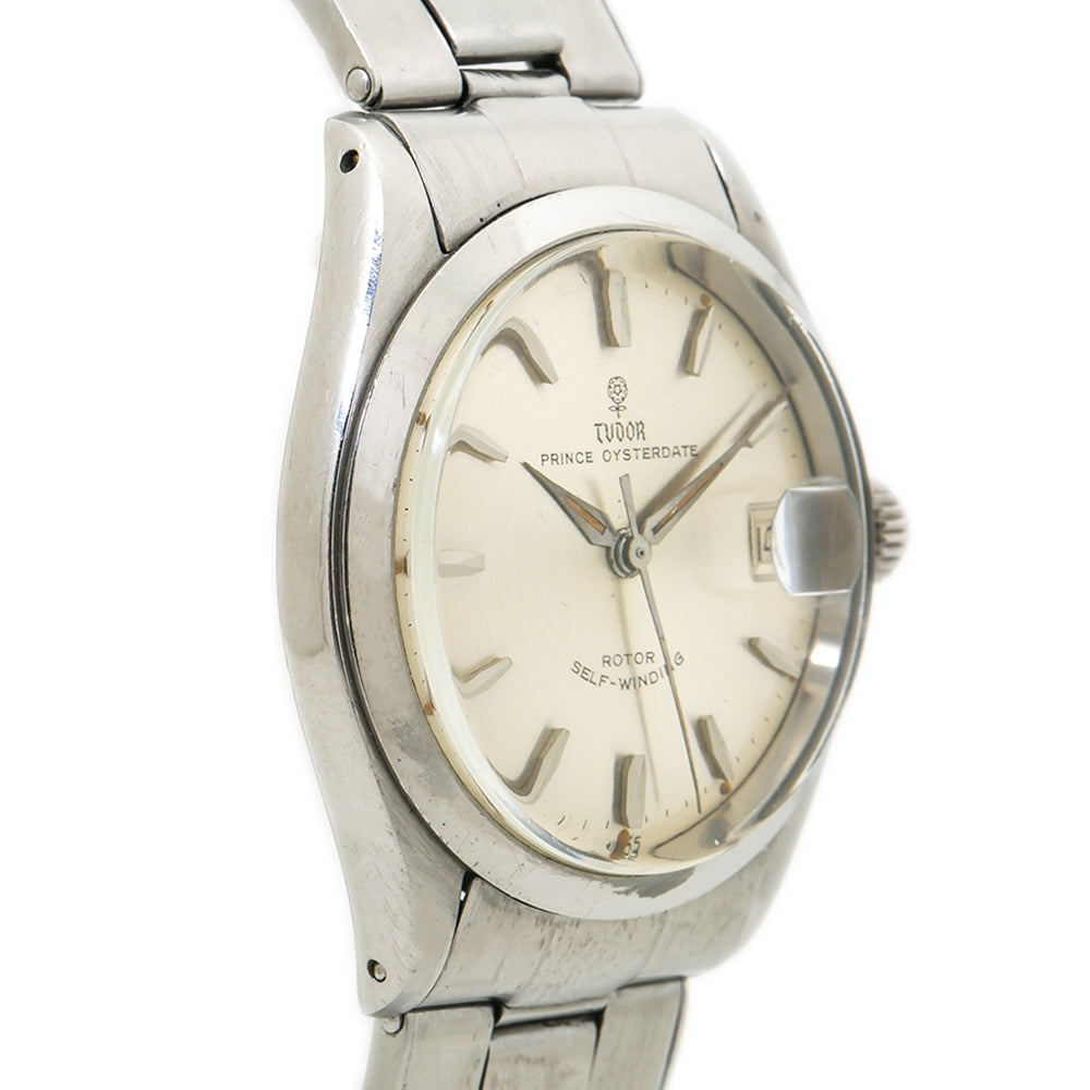 Tudor Prince Oyster Date 7966 Rivet Automatic Silver Dial Men's Watch 34mm