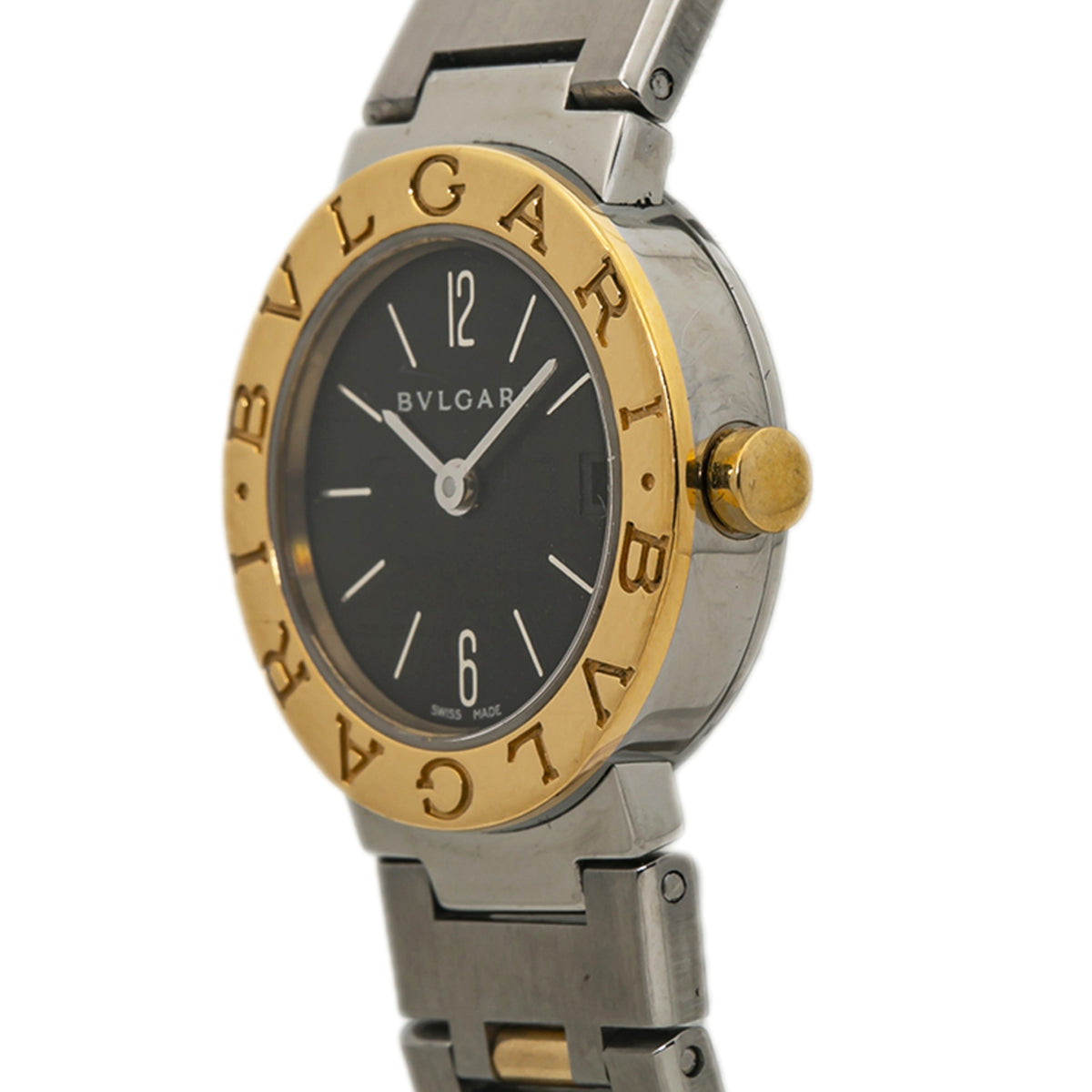 Bvlgari Tubogas BB23SG Quartz Ladies Watch 18k TwoTone Black Dial 23mm