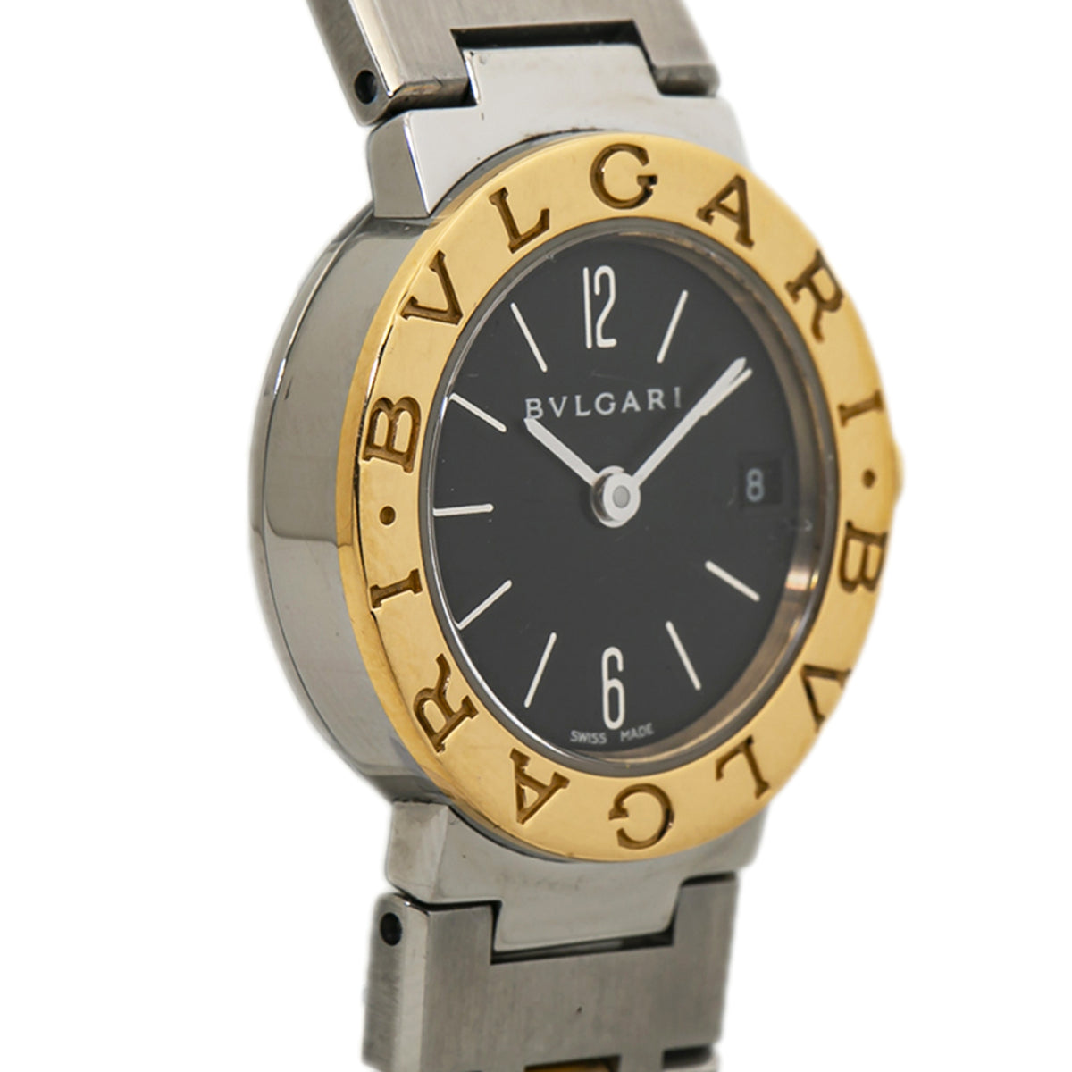 Bvlgari Tubogas BB23SG Quartz Ladies Watch 18k TwoTone Black Dial 23mm