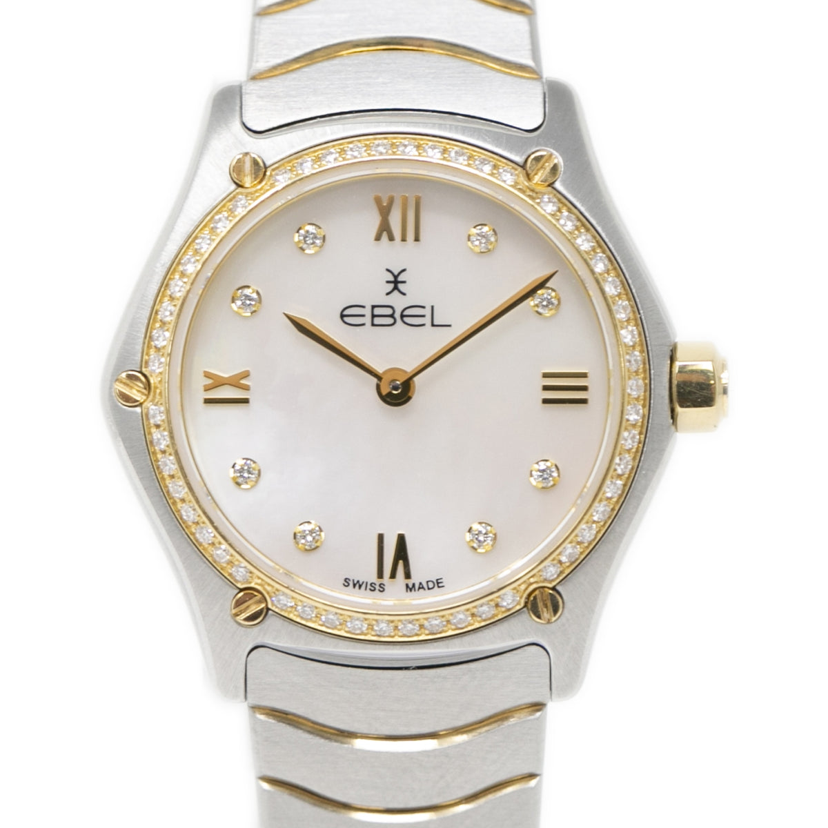 Ebel Classic Wave 1216390A 18k TwoTone Lady Watch Factory Diamond MOP Dial 24mm