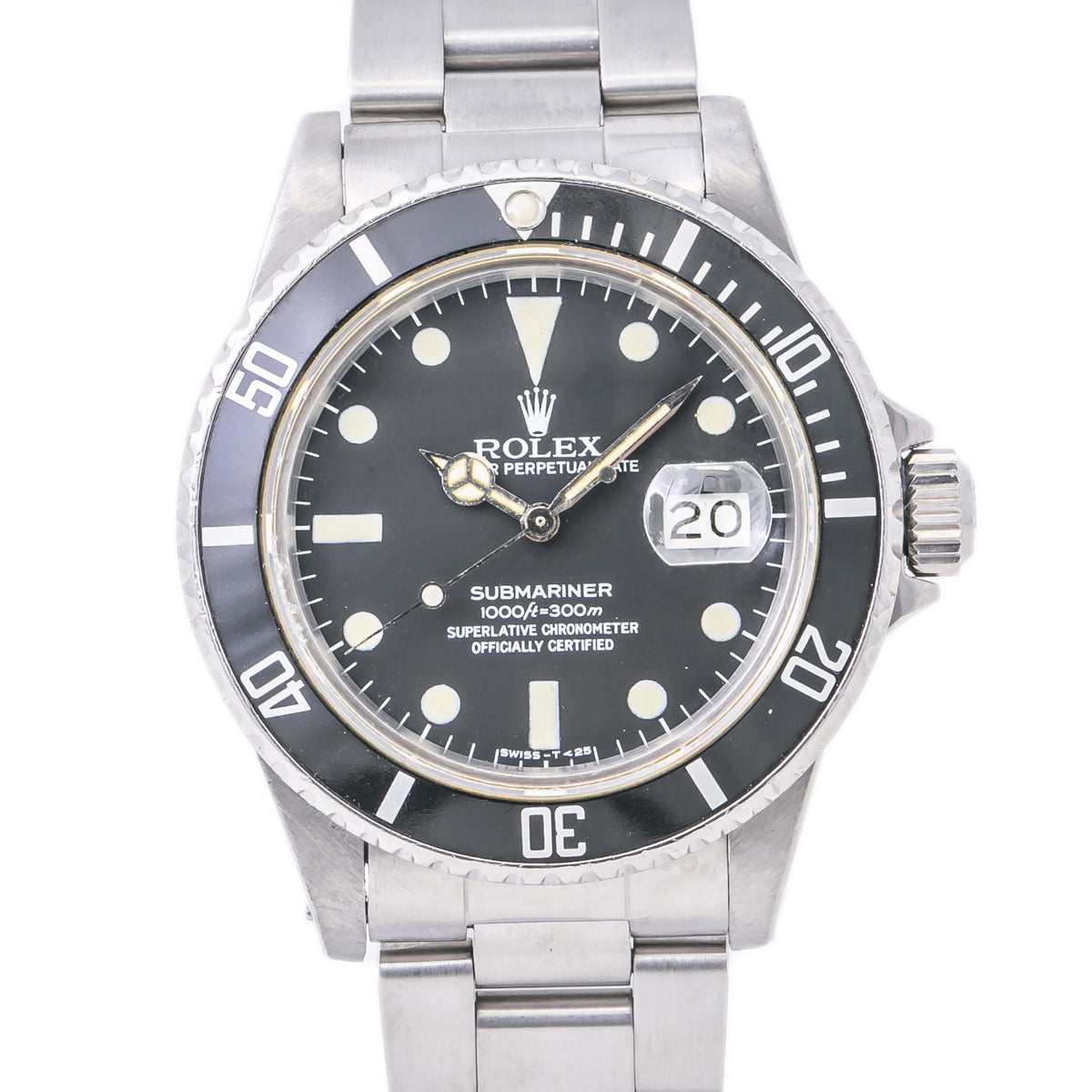 Rolex Submariner 16800 Vintage 1982 Mens Watch Stainless Patina Matte Dial 40mm