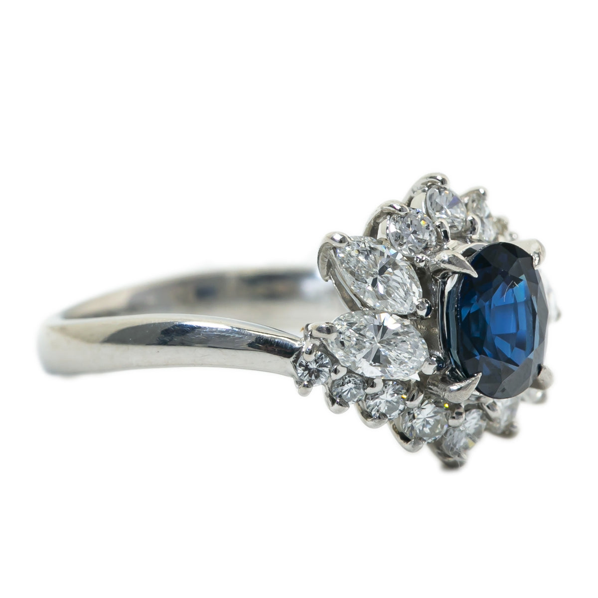 Platinum Ring with Sapphire & Diamonds 5.8 Grams Size 8