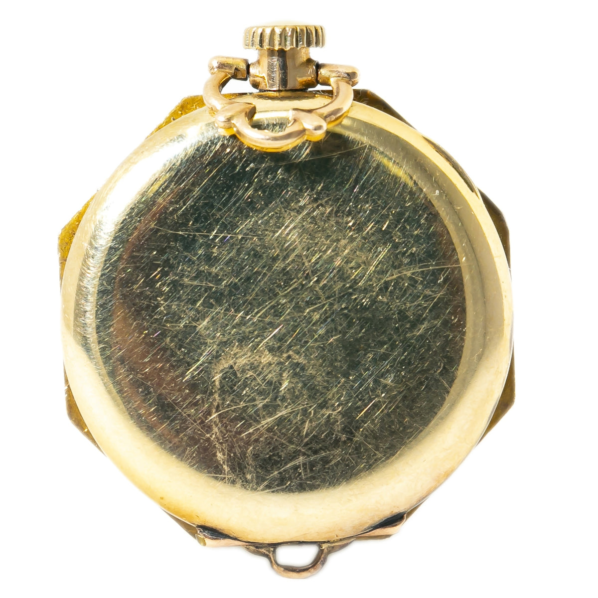 Lily 44279 Gilsey Vintage 18k gold filled Pocket Watch With Movement 26mm AS-IS