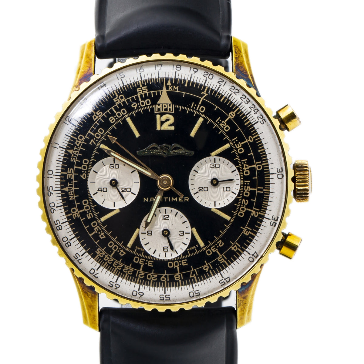 Breitling Navitimer 806 Gold Plated Patina Unpolished Gilt Dial Men's Watch 41mm