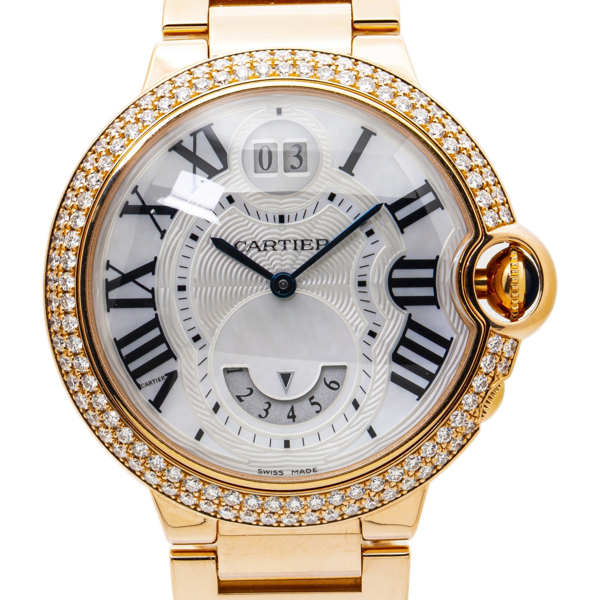 Cartier Ballon Bleu WE902019 3220 Rose Factory Diamond MOP Dial Quartz Lady 38mm