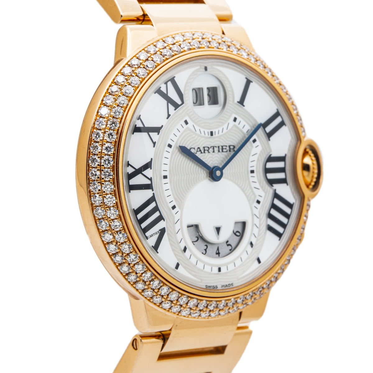 Cartier Ballon Bleu WE902019 3220 Rose Factory Diamond MOP Dial Quartz Lady 38mm