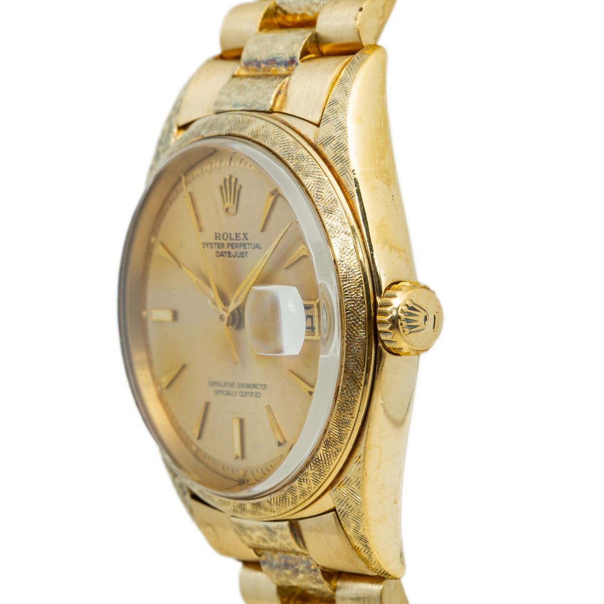 Rolex Datejust 1602 1960's Rare Florentine 18k Yellow Gold President Watch 36mm