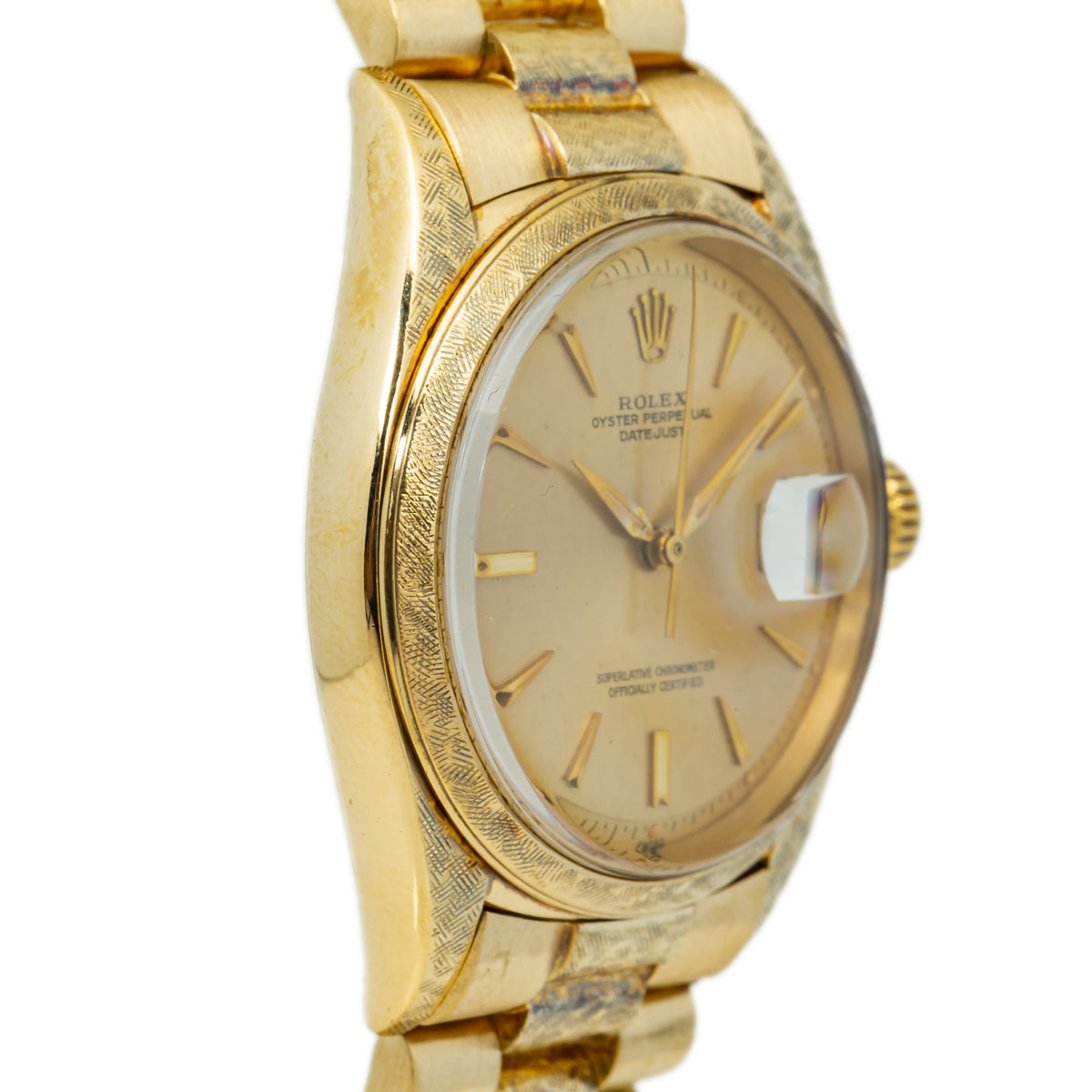 Rolex Datejust 1602 1960's Rare Florentine 18k Yellow Gold President Watch 36mm