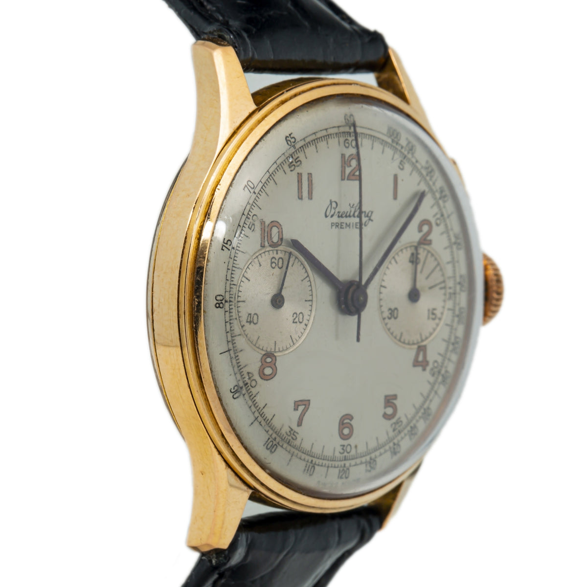 Breitling Premier 760 18k Rose Gold Chronograph Vintage Manual Watch 36mm