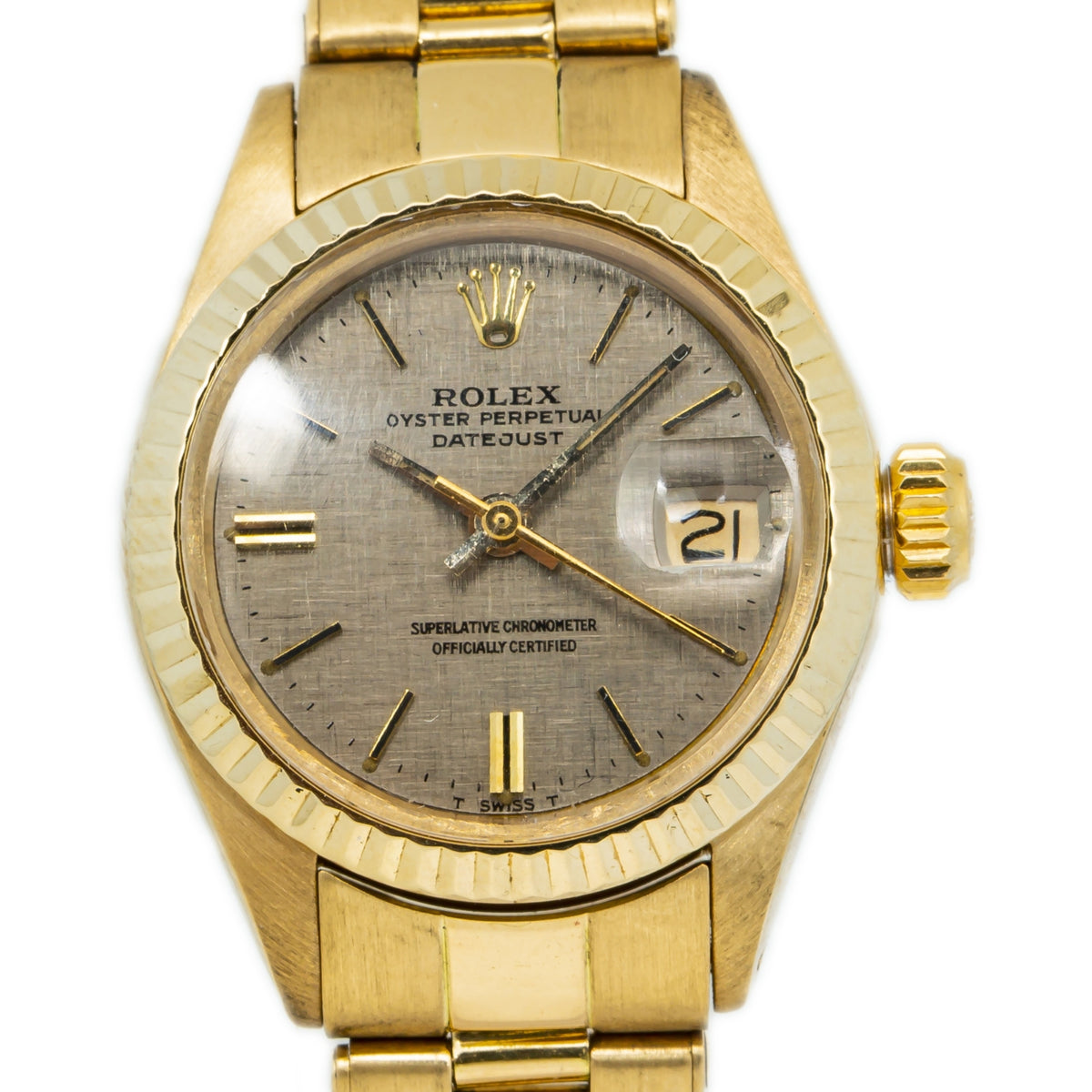 Rolex Datejust 6917 18k Yellow Gold Oyster Linen Dial Automatic Watch 26mm