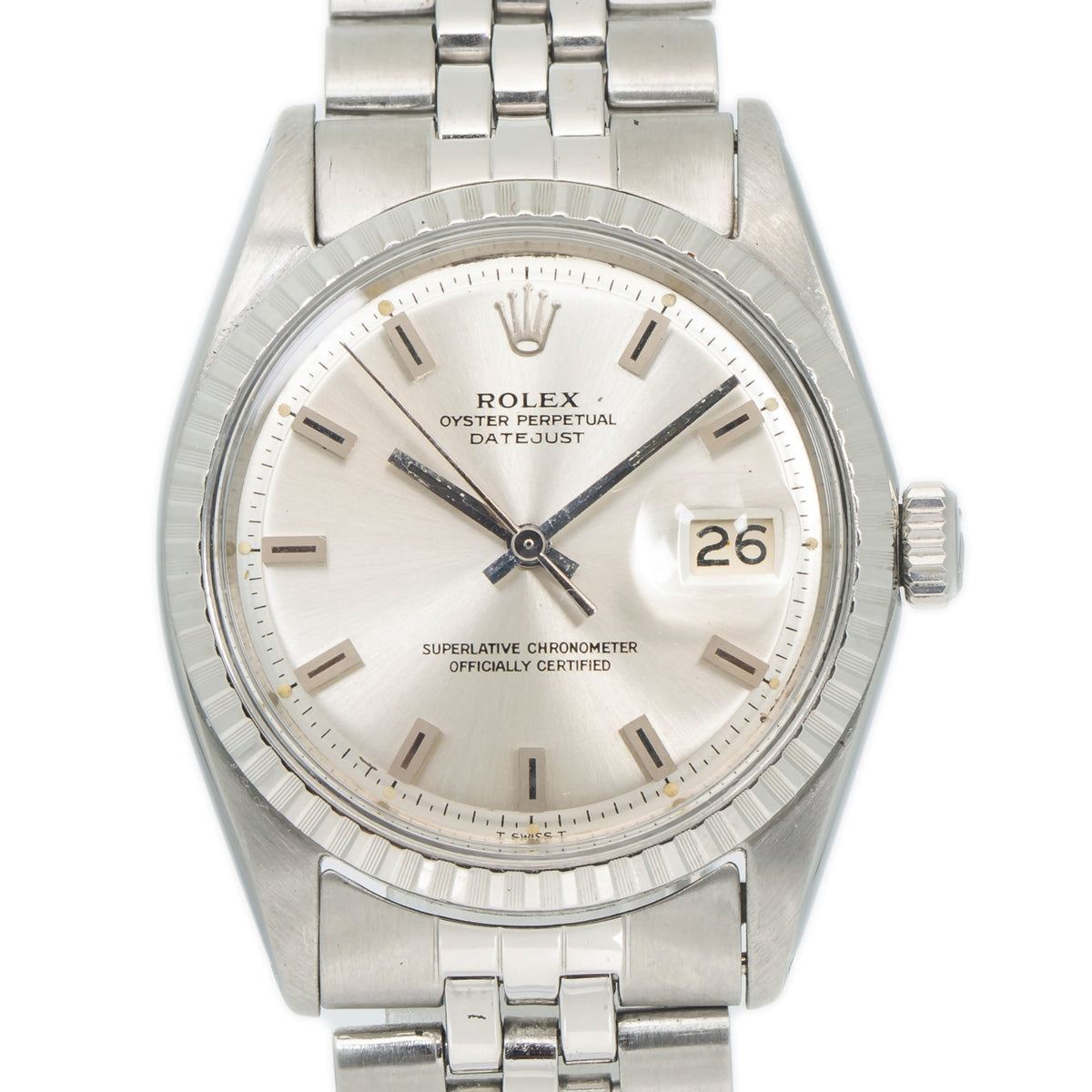 Rolex Datejust 1603 Steel Jubilee Silver Brick Dial Automatic Men's Watch 36mm