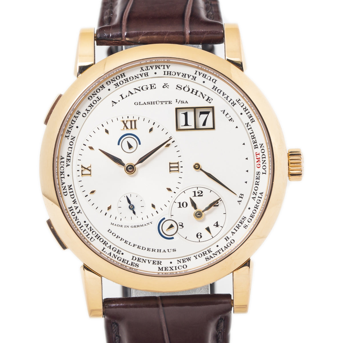 A.Lange & Sohne Lange 1 World Time Zone 116.032 Rose Gold Watch 42mm Complete