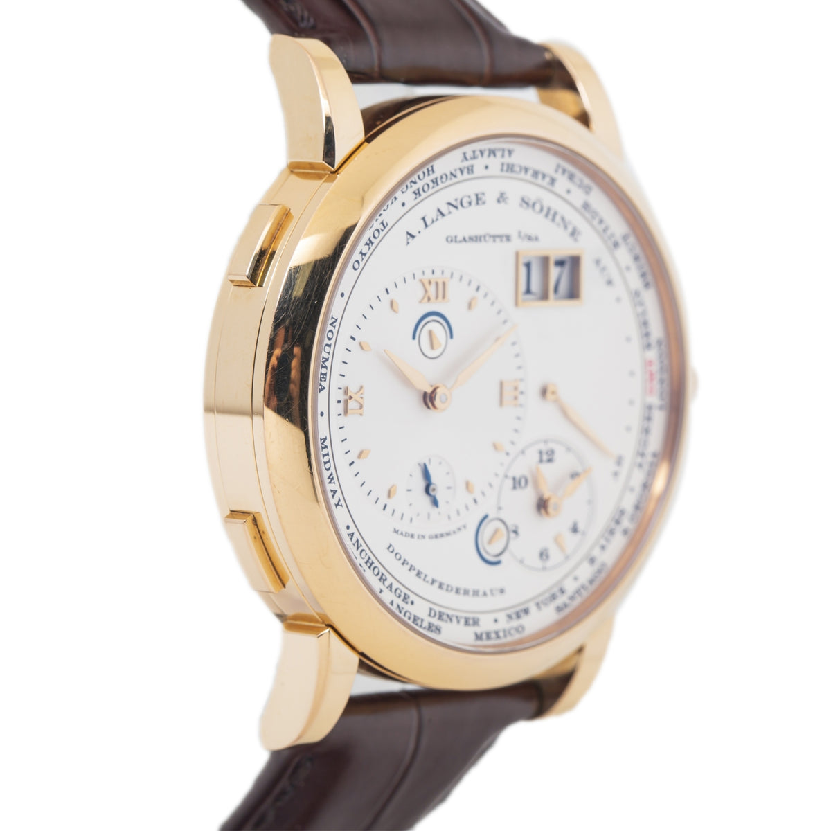 A.Lange & Sohne Lange 1 World Time Zone 116.032 Rose Gold Watch 42mm Complete