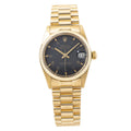 Rolex Datejust 6824 18k Yellow Gold President Black Matte Roman Dial Watch 31mm