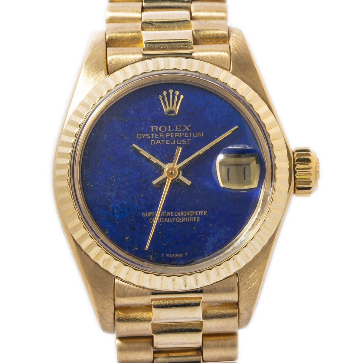 Rolex Datejust 6917 18k Gold President Lapis Lazuli Dial Auto Ladies Watch 26mm