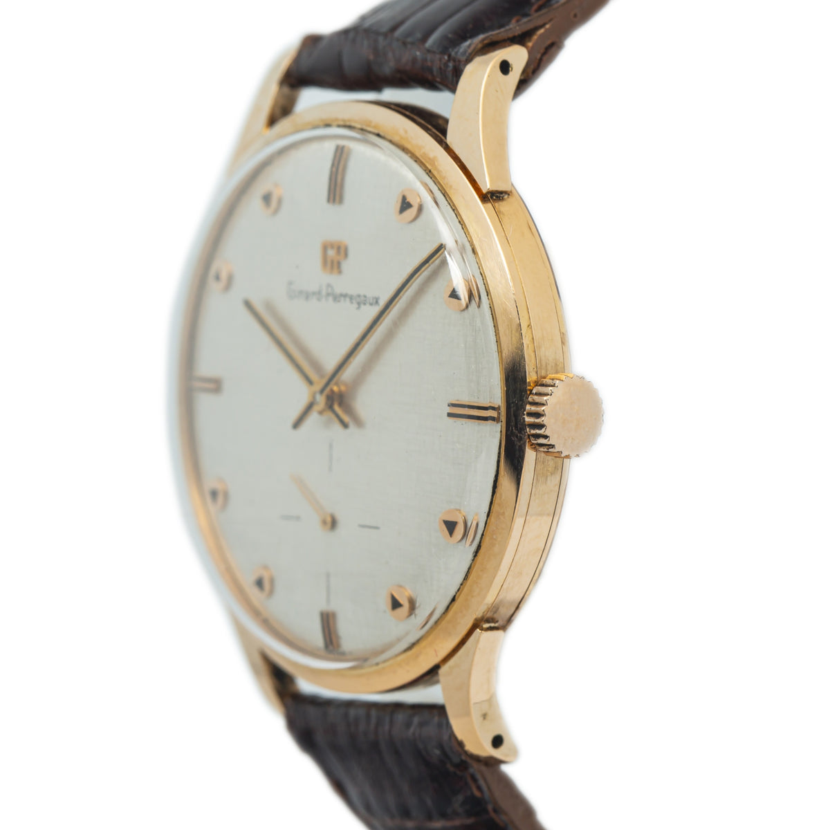 Girard Perregaux Vintage Rose Gold Silver Dial New Strap Manual Watch 36mm