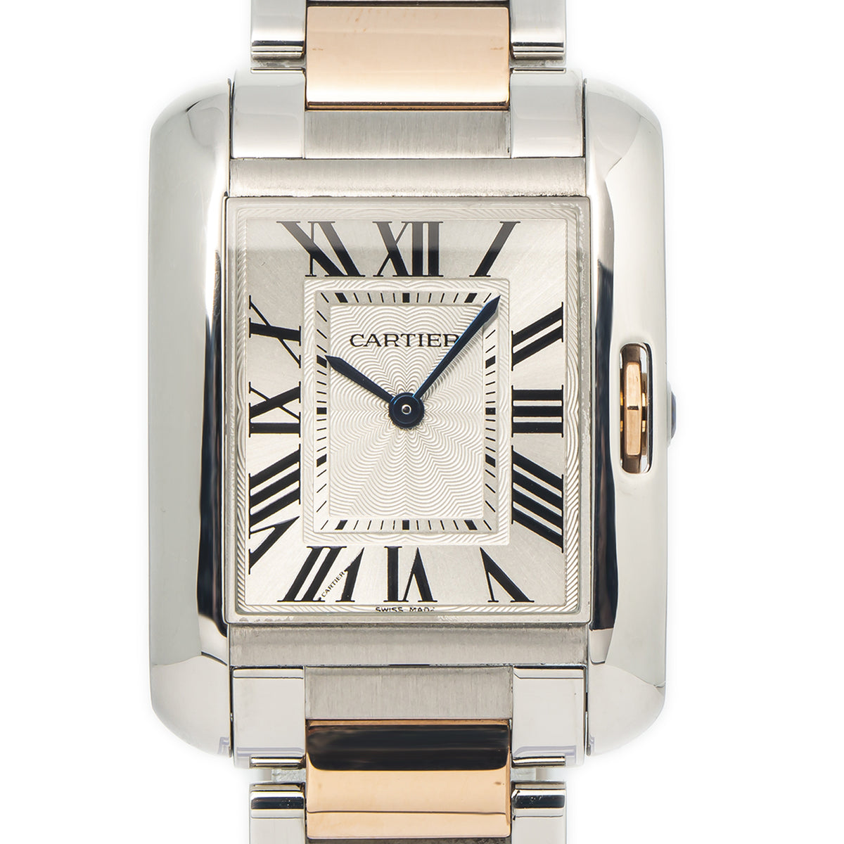 Cartier Tank Anglaise 3704 W5310043 Rose Gold Two Tone Quartz Watch 26x34mm
