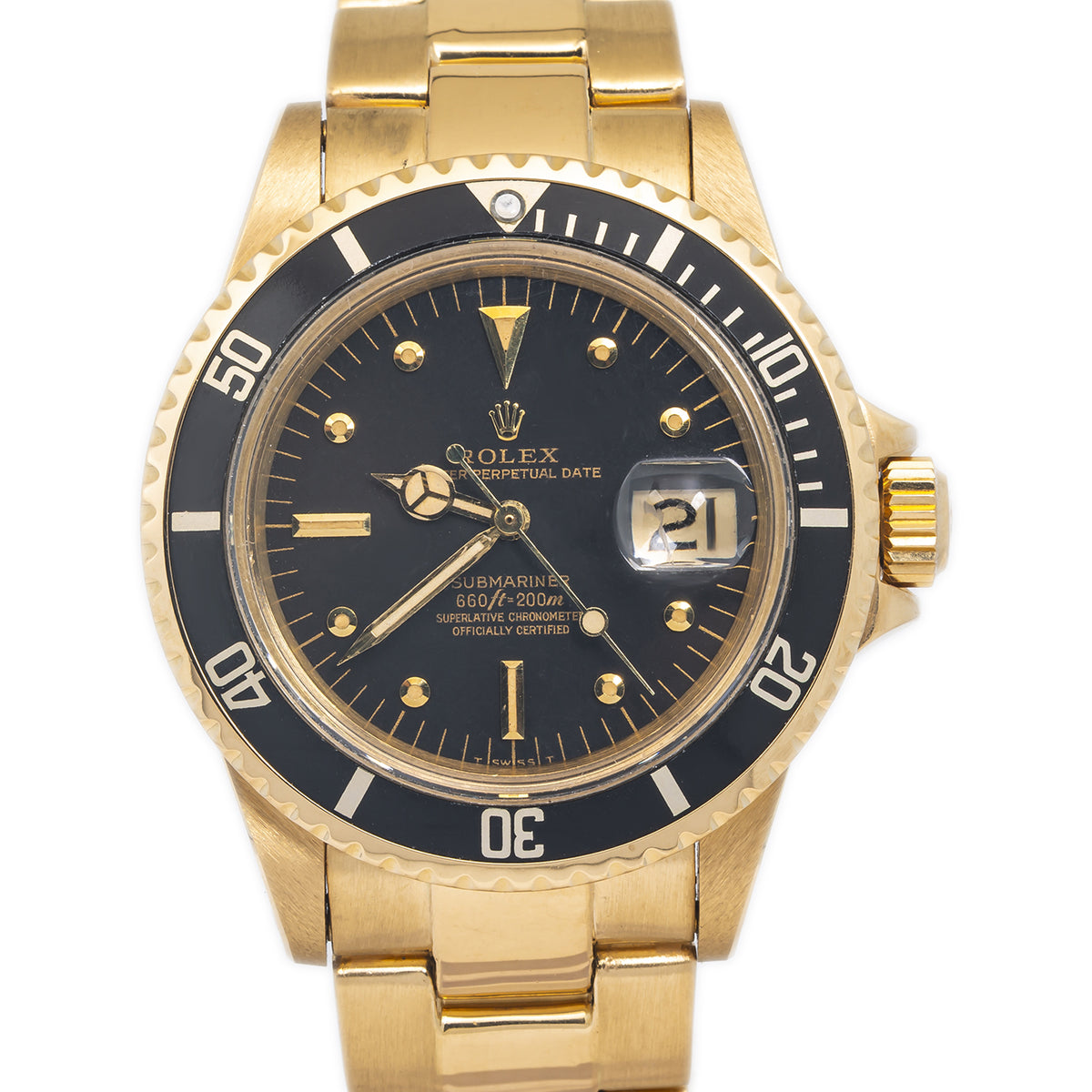 Rolex Submariner 1680 Vintage Gold Black Matte Nipple Dial Watch 40mm 1970 Paper