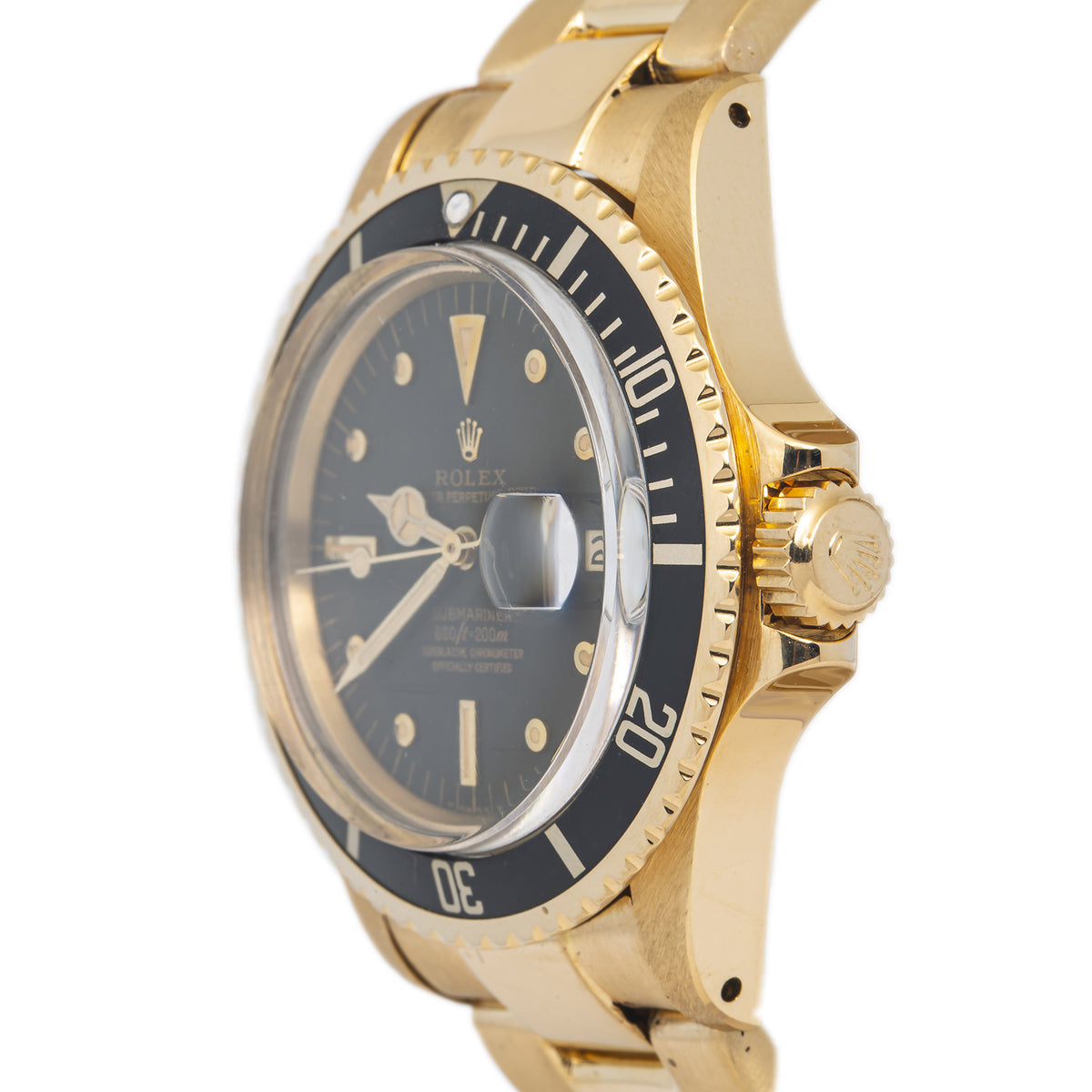 Rolex Submariner 1680 Vintage Gold Black Matte Nipple Dial Watch 40mm 1970 Paper