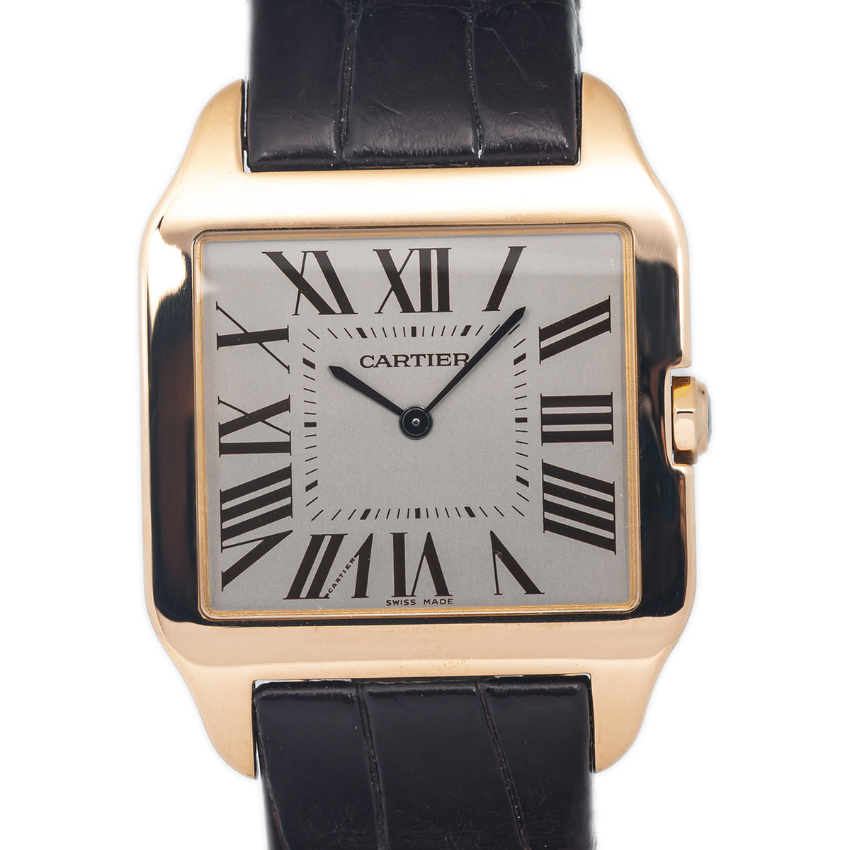 Cartier Santos Dumont 2650 W2006951 18k Rose Gold White Dial Manual Watch 35mm