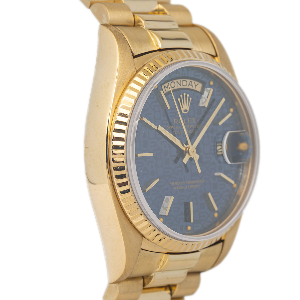 Rolex Day-Date 18038 18k Yellow Gold President Blue Computer Dial Men Watch 36mm